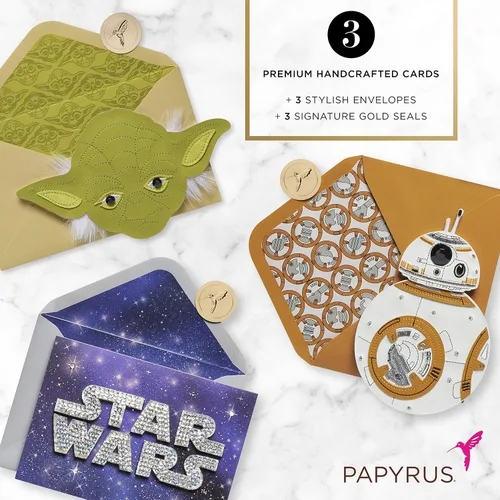 Vista 5 de Papyrus Surtido de tarjetas de cumpleaños de Star Wars, BB-8 y Yoda (3 unidades)