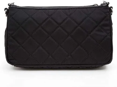 Vista 4 de Prada Bolso de hombro convertible negro con cadena de nailon Tessuto acolchado 1BH026, Negro