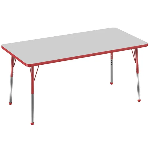 Vista 141 de FDP - Mesa rectangular para actividades escolares y de oficina (24 x 36 pulgadas), patas estándar con deslizadores giratorios, altura ajustable