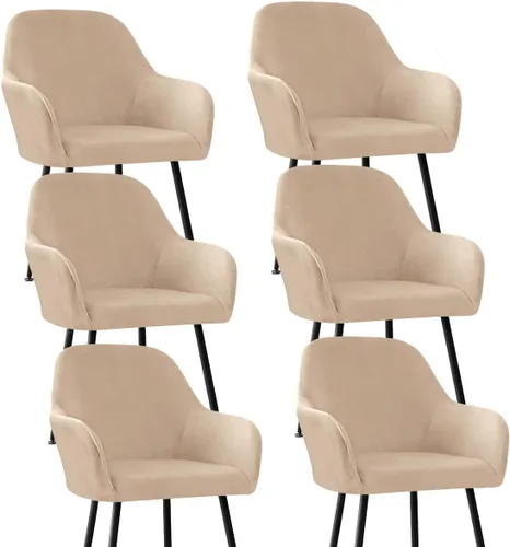 Vista 12 de Fundas protectoras de terciopelo elástico para sillas de comedor con brazos y respaldo curvado pequeño, juego de 6/4/2 para cocina, oficina, hogar