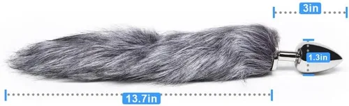 Vista 7 de Peluche de acero inoxidable de 17 pulgadas, divertido y esponjoso, realista, clásico, con doble cabeza (gris) para hombres y mujeres