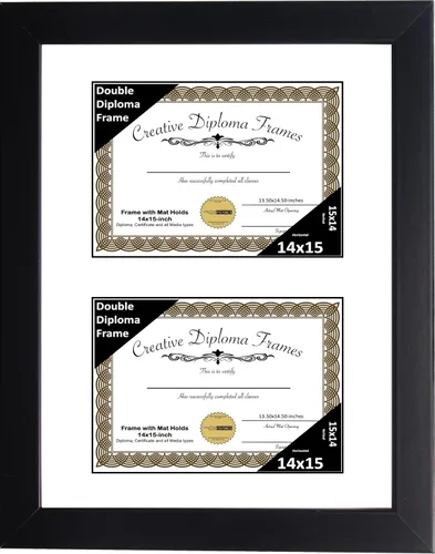 Vista 27 de Creative Picture Frames Marco de diploma doble clásico negro de 6 x 8 pulgadas con vidrio negro y colgador de pared instalado