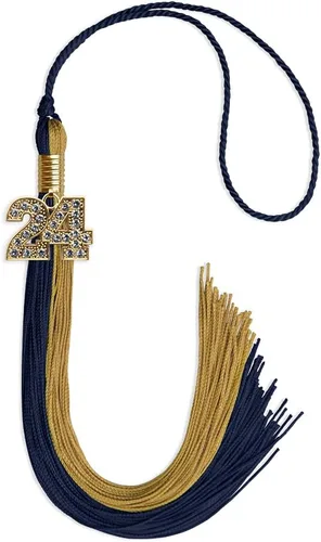 Vista 101 de Endea Graduation Borla de doble color con dije dorado (negro/oro brillante, 2022)