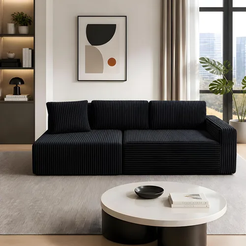 Vista 9 de Claiks - Sofá en forma de U de 128 pulgadas, sofá modular de gran tamaño Negro