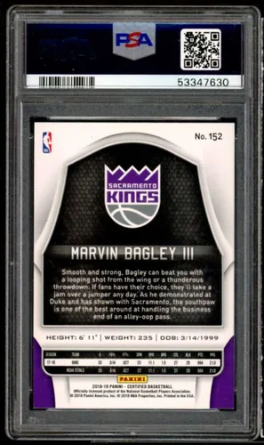Vista 2 de Marvin Bagley III Rookie Card 2018-19 Panini Certified #152 PSA 10