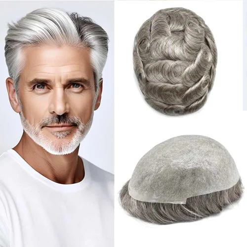 Vista 25 de Hombres Toupee Hair Thin Skin 0.06 Men's Toupee Hair Piece Remy Human Hair System Mens Hairpieces Invisable Hairline Protesis Capilar Para Hombre