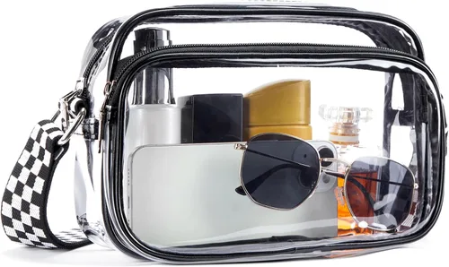 Vista 16 de BOSTANTEN Bolsa transparente para mujer, aprobada para estadios, bolsas transparentes pequeñas, bolso cruzado de moda para conciertos, eventos