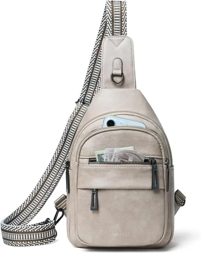 Vista 13 de Leresas Bolso bandolera de 7L para mujer, bolso cruzado, riñoneras, de cuero vegano, bolso de pecho de moda, de viaje, antirrobo
