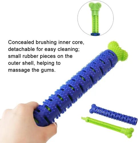 Vista 4 de Tylu - 2 cepillos de dientes para perros, cepillo de dientes masticable para cachorros, juguetes dentales de limpieza dental, apto para perros de 10
