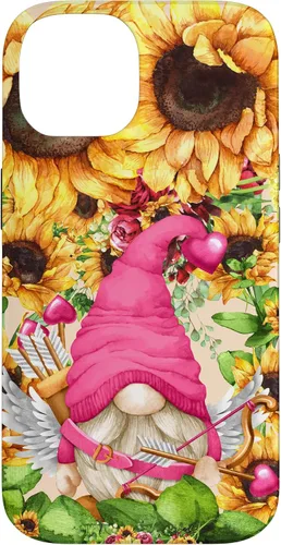 Vista 4 de Valentines Gnome in Cupid Costume for Women with Sunflower Case for iPhone 17