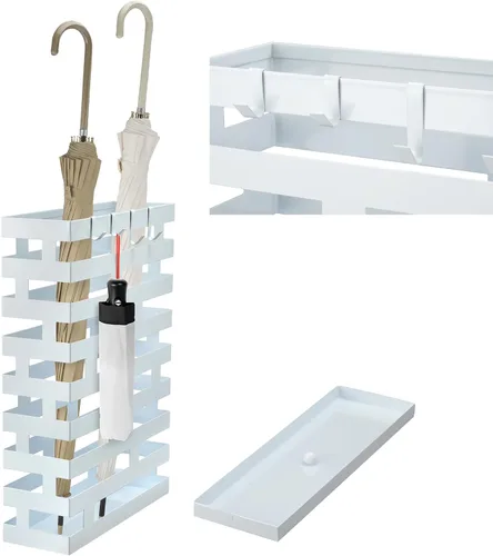 Vista 7 de Tudomro Soportes de paraguas para entrada, soporte de paraguas de metal grande de 3.94 x 11.81 x 16.93 pulgadas con bandeja de agua extraíble y Negro
