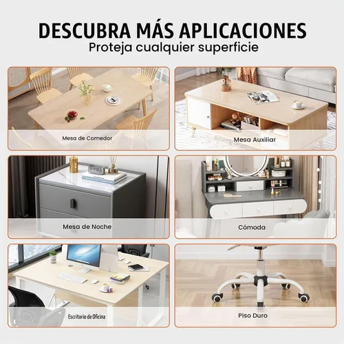 Vista 6 de VEVOR - Cubierta de mesa de plástico, 24 x 48 pulgadas, 2.0 mm de grosor, tapete de escritorio de PVC transparente protector, mantel de mesa