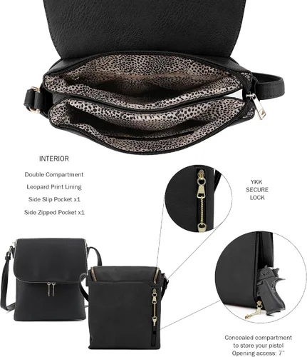 Vista 5 de JESSIE & JAMES Bolso cruzado con bolsillo oculto Cheyanne con cerradura y llave Negro