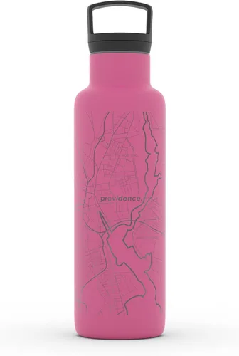 Vista 60 de Well Told Botella de agua aislada con mapa de Washington DC grabado, botella de acero inoxidable grabada (21 onzas, blanco) botella aislada de mapa