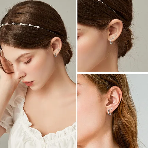 Vista 3 de IRONBOX Juego de 12 pares de aretes de aro de acero inoxidable chapados en oro de 18 quilates para múltiples piercings, pequeños aretes de espalda
