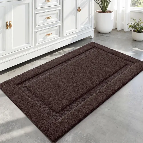 Vista 11 de LUMI Alfombras de baño ultrasuaves antideslizantes con parte trasera de goma, absorbente y lavable, de secado rápido, alfombra de felpa de Beige