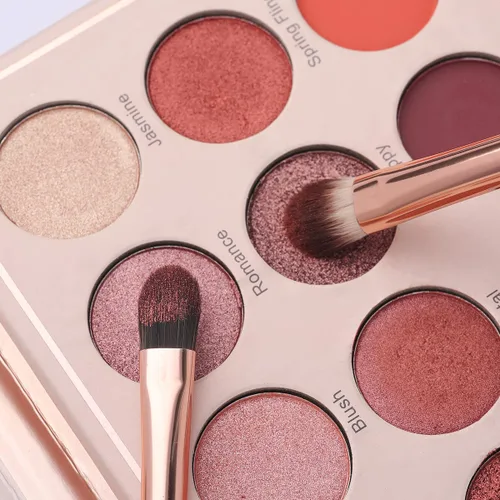 Vista 6 de Juego de brochas de maquillaje de ojos, 6 brochas de maquillaje profesionales para sombra de ojos para corrector de cejas, delineador de ojos Rosa