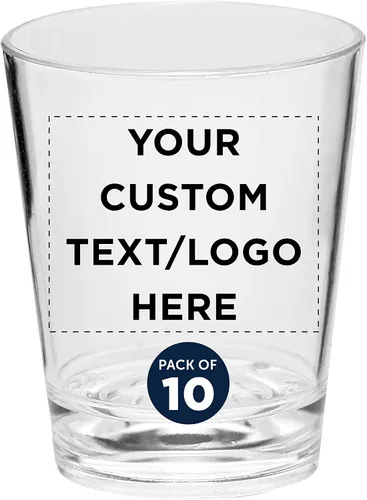 Vista 9 de Vasos de chupito de plástico translúcidos personalizados de 1.5 onzas, juego de 10/50/100 unidades, acrílico, ideal para regalos de cumpleaños