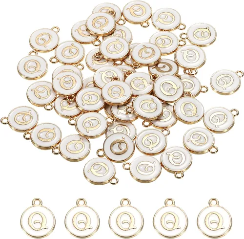 Vista 19 de MECCANIXITY Dije de Letras del Alfabeto de Doble Cara, para Hacer Collar, Pulsera, Pendientes, Joyería
