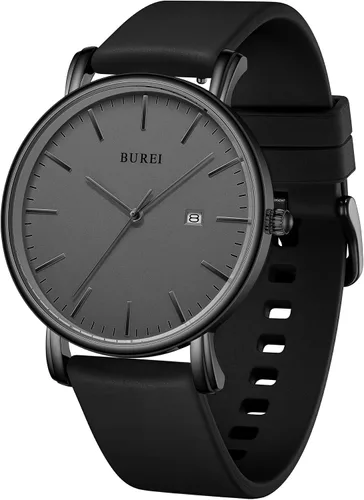 Vista 2 de BUREI Relojes de pulsera para hombre, relojes minimalistas de moda, analógicos de cuarzo, impermeables para hombres
