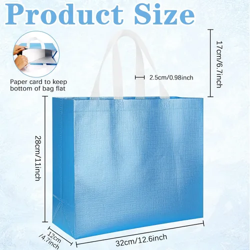 Vista 4 de 12 bolsas de regalo reutilizables, acabado brillante con asa, no tejidas, plegables para damas de honor