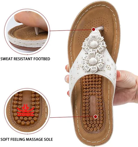 Vista 2 de Ecetana - Sandalias cómodas tipo chanclas para mujer, sandalias de cuña informales para verano