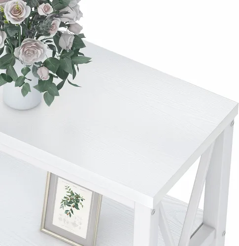 Vista 3 de FATORRI Organizador de almacenamiento de 8 cubos y mesa consola de sofá (roble blanco)