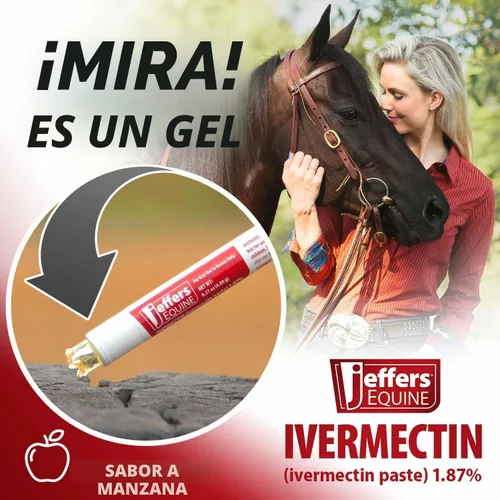 Vista 2 de Jeffers Desparasitante de gel de ivermectina 1.87% para caballos Sabor a