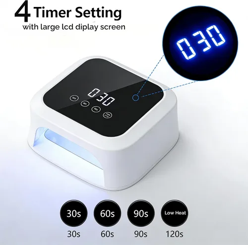 Vista 4 de Lámpara de uñas LED UV con base reflectante desmontable, pantalla LCD grande de 36 cuentas, sensor automático y 4 ajustes de temporizador, luces