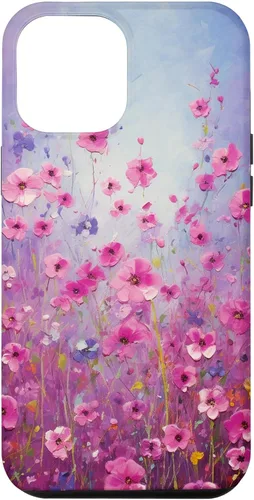 Vista 26 de Happy Pink Flowers Painting Field Purple Colors Case for iPhone 17