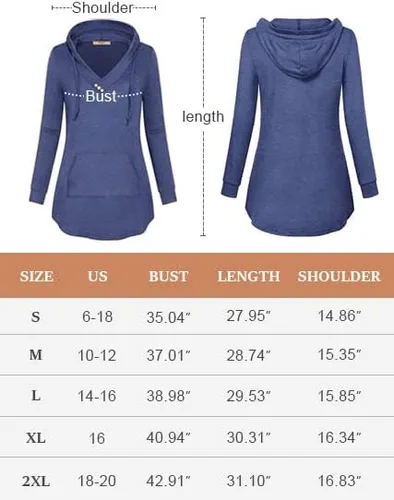 Vista 4 de Miusey - Sudadera de manga larga para mujer con capucha y bolsillo canguro, túnica