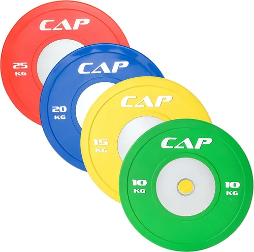 Vista 5 de CAP Barbell - Disco de goma de competición olímpica, con centro de acero (individual), compatible con barras de 5.08 cm.