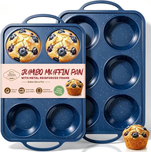 Vista 21 de Vinino Juego de moldes de silicona para muffins de 3 piezas con marco