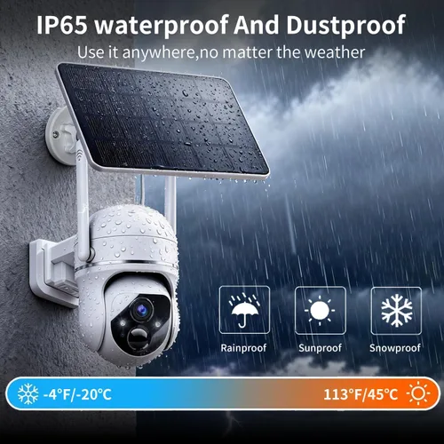 Vista 3 de Cámara inalámbrica de seguridad solar de 3 MP con visión de 360 ° con batería solar, cámara WiFi con detección de movimiento AI/conversación de 2