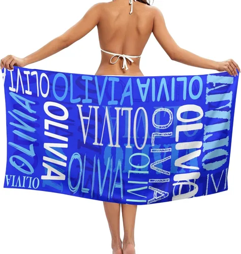 Vista 5 de Toallas de playa personalizadas con nombre para niños y adultos, toallas de viaje personalizadas de microfibra para baño y piscina