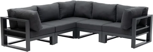 Vista 2 de Juego de muebles de conversación de patio de 5 piezas, sofás seccionales de Set 1 gris oscuro