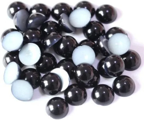Vista 2 de 1500 perlas semicirculares con parte trasera plana, 0.157 pulgadas (0.157 in), color negro, mitad redonda, cuentas para manualidades, fabricación