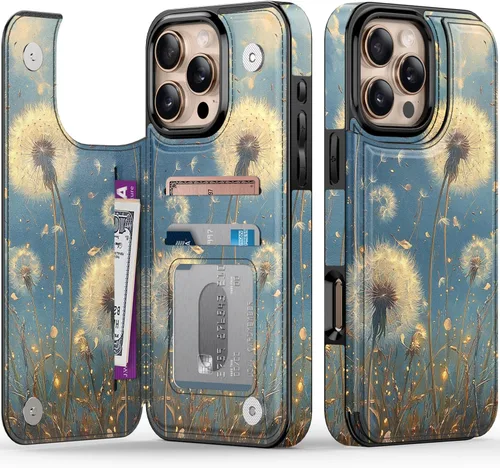 Vista 168 de FUNMIKO Funda tipo cartera para iPhone 15 con tarjetero + clip para efectivo, bloqueo RFID, protección contra caídas de grado militar y obras