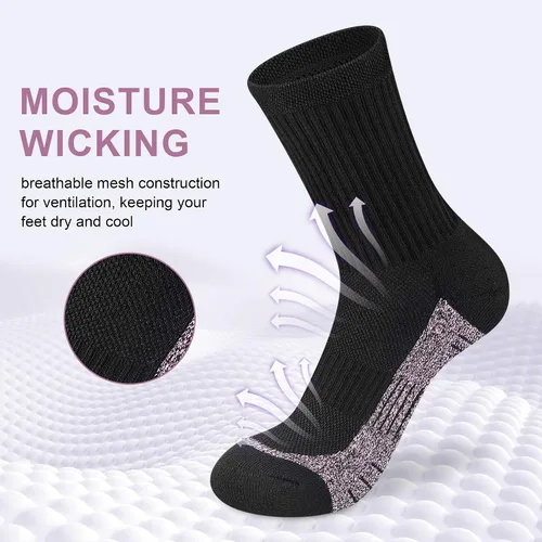 Vista 2 de Calcetines deportivos de compresión acolchados para mujer, 5 pares