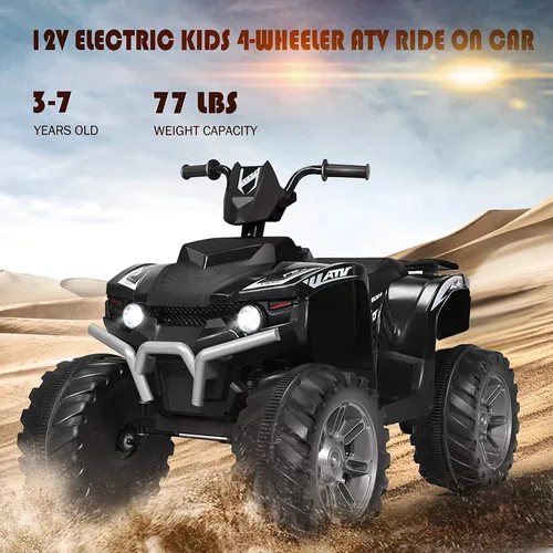 Vista 8 de OLAKIDS 12V Cuatriciclo para niños, vehículo eléctrico de 4 ruedas para niños pequeños, cuatriciclo motorizado con batería para niños y niñas