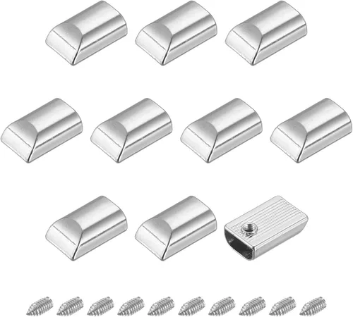 Vista 6 de uxcell 30 tapones de metal con cremallera, extremos rectangulares de repuesto con tornillo para manualidades, bolsa, equipaje, bronce oscuro
