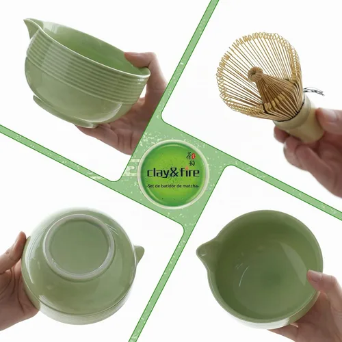 Vista 5 de Clay&Fire Batidor de matcha, batidor de bambú hecho a mano para polvo matcha, Chasen japonés tradicional para agitador de matcha, Wisk Matcha 100%