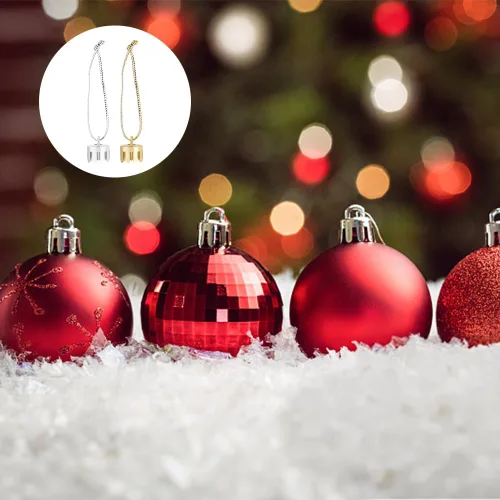 Vista 5 de WEBEEDY 400 piezas de adornos de Navidad, tapas de adorno doradas y plateadas, reemplazo con cuerdas de colgador, juego de cordón para decoración