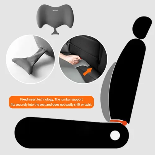 Vista 8 de Almohada de apoyo lumbar, almohada lumbar de espuma viscoelástica para aliviar el dolor de espalda, almohada lumbar ergonómica aerodinámica