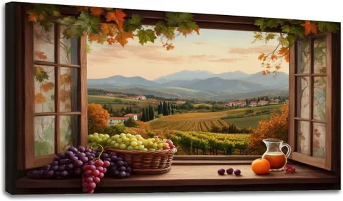 Vista 8 de Lienzo decorativo de 20 x 40 pulgadas, arte de pared de viñedo, paisaje, toscana, Italia, naturaleza, desierto, fotografía, cuadros enmarcados