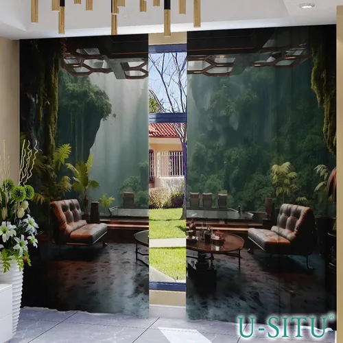 Vista 2 de Cortinas Opacas para Dormitorio - Balcones, Montañas, Océanos, Bosques - Cortinas con Aislamiento Térmico que Oscurecen la Habitación para Sala