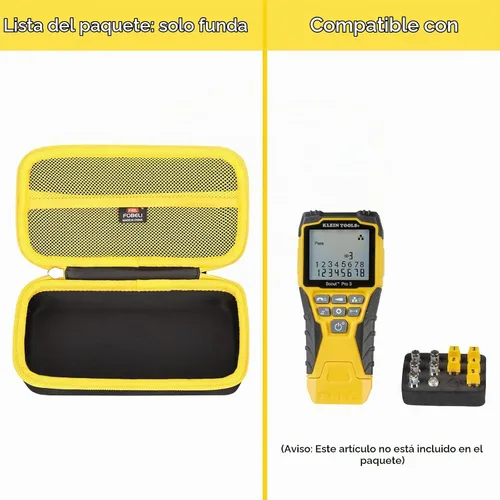 Vista 5 de FBLFOBELI Estuche rígido de transporte compatible con Klein Tools VDV501-851/VDV501-852/VDV501-853 Kit de probador de cables con Scout Pro 3