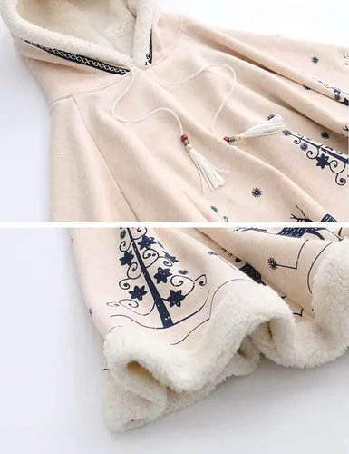 Vista 4 de Flygo Capa con capucha y forro polar para niña con estampado floral