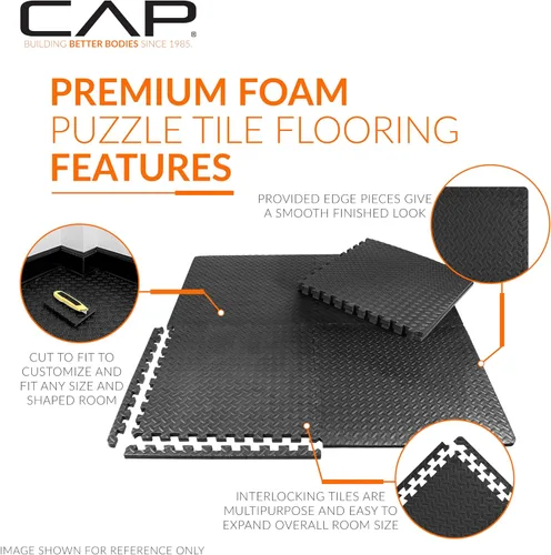 Vista 3 de CAP Puzzle Exercise Mats 1/2” Thick EVA Interlocking Foam Tiles for Home Gym Flooring Multiple Options