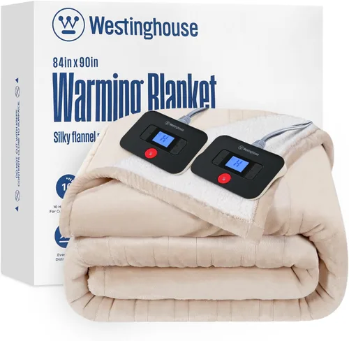 Vista 38 de Manta eléctrica con calefacción Westinghouse, manta eléctrica con 6 niveles de calefacción y configuración de tiempo de 2-10 horas, manta eléctrica